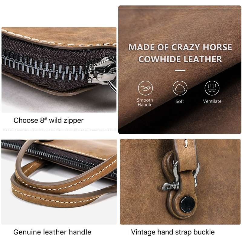 CF3004 For Macbook Pro 15 inch Retro Crazy Horse Texture Zipper Multifunctional Lapto ... (Coffee)