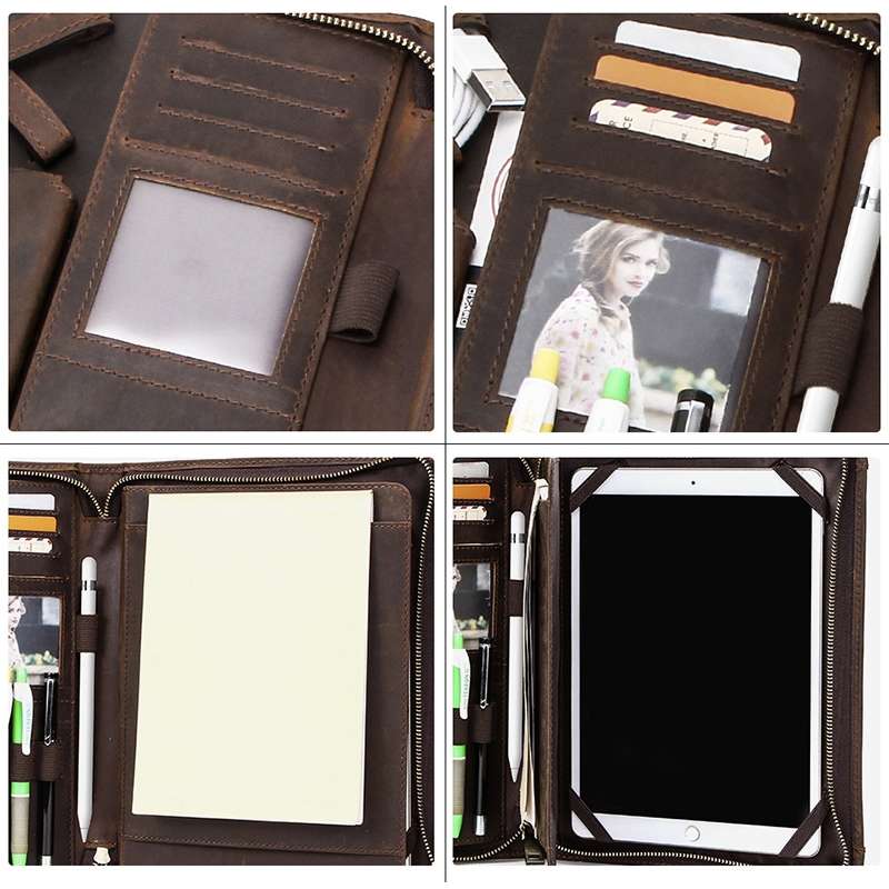 CF2015 For iPad Pro 11 / 10.5 / 9.7 inch Retro Crazy Horse Texture Zipper Multifunctio ... (Black)