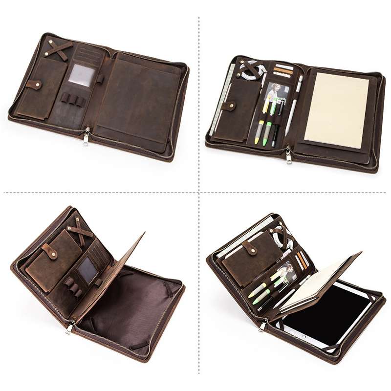 CF2015 For iPad Pro 11 / 10.5 / 9.7 inch Retro Crazy Horse Texture Zipper Multif ... (Dark Coffee)