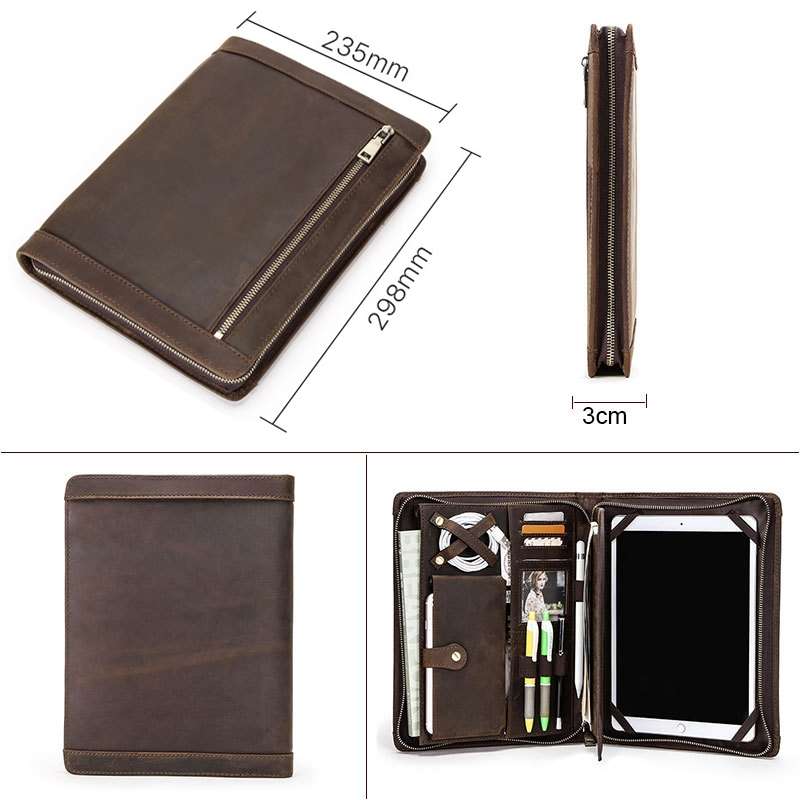 CF2015 For iPad Pro 11 / 10.5 / 9.7 inch Retro Crazy Horse Texture Zipper Multif ... (Dark Coffee)