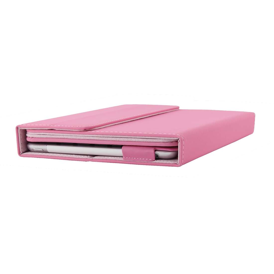 Universal Bluetooth V3.0 Keyboard Detachable PU Leather Tablet Case for 7-8 inch Tablet PC(Pink)