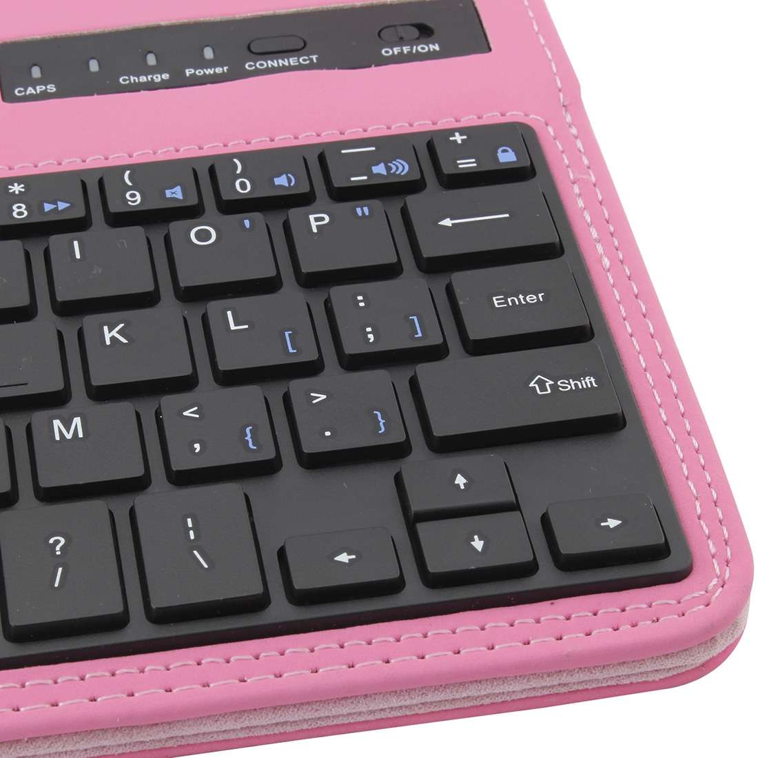 Universal Bluetooth V3.0 Keyboard Detachable PU Leather Tablet Case for 7-8 inch Tablet PC(Pink)