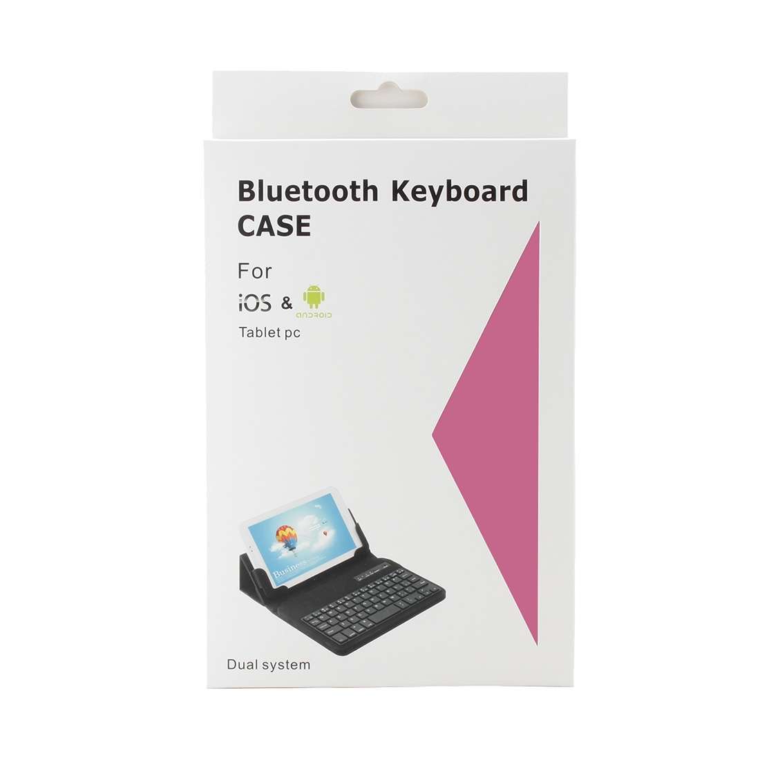 Universal Bluetooth V3.0 Keyboard Detachable PU Leather Tablet Case for 7-8 inch Tablet PC(Pink)