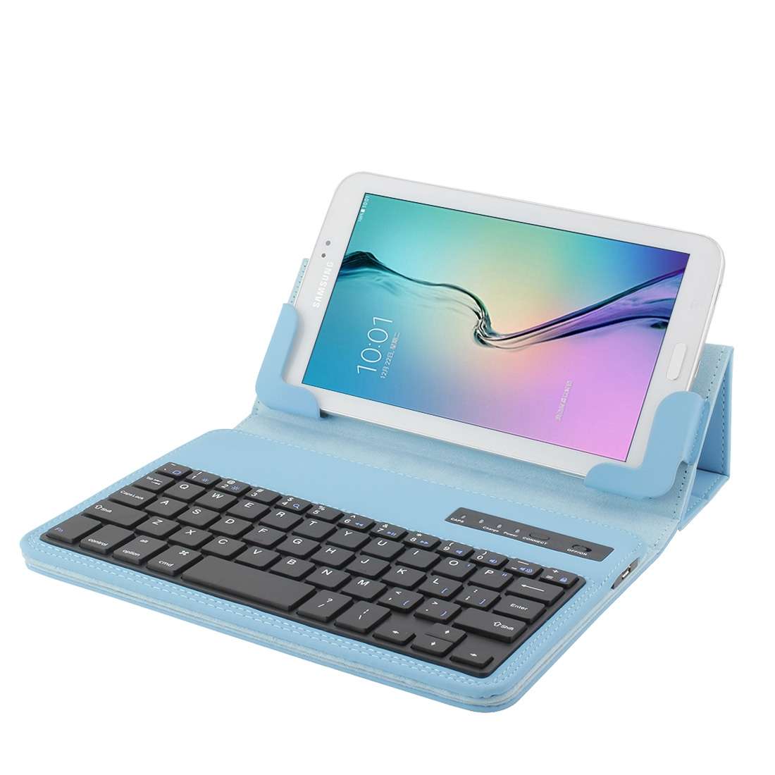 Universal Bluetooth V3.0 Keyboard Detachable PU Leather Tablet Case for 7-8 inch Tablet PC(Blue)