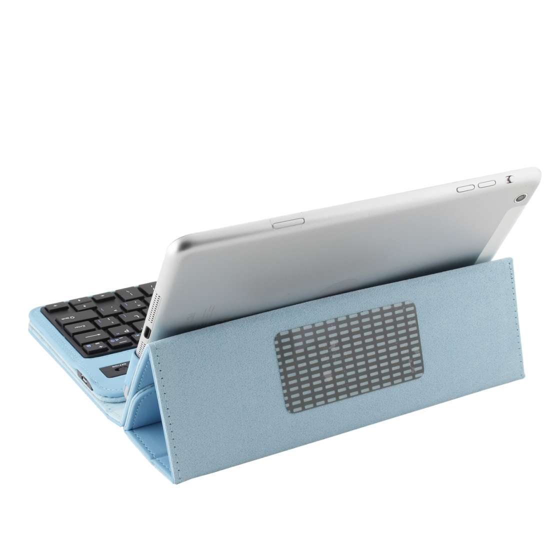 Universal Bluetooth V3.0 Keyboard Detachable PU Leather Tablet Case for 7-8 inch Tablet PC(Blue)