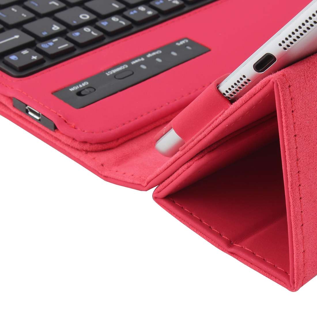 Universal Bluetooth V3.0 Keyboard Detachable PU Leather Tablet Case for 7-8 inch Tablet PC(Red)