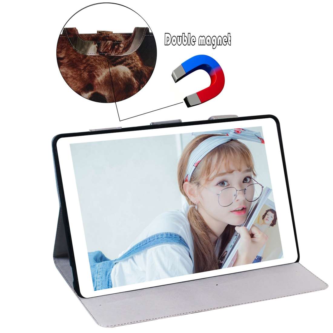 Lion Pattern Horizontal Flip Leather Case for Huawei MediaPad M5 Lite 8 / Honor Tab 5, with Holder