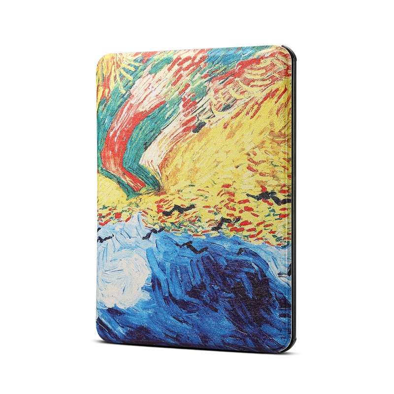 Van Gogh Oil Painting Pattern Horizontal Flip PU Leather Protective Case for Amazon Kindle 2019, wit