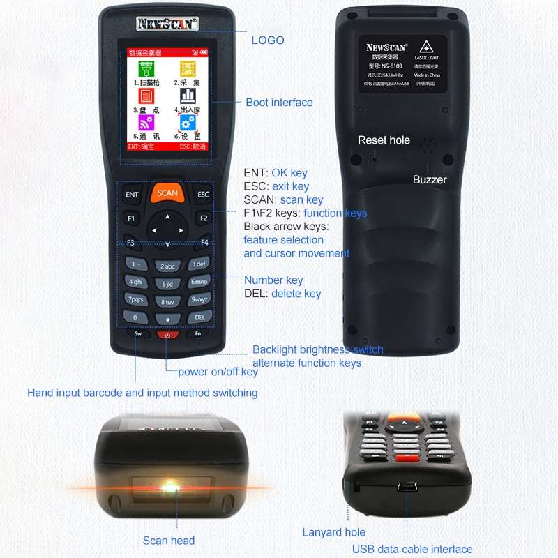 NEWSCAN NS8103H One-dimensional Red Light High Speed Wireless Barcode Scanner Collector