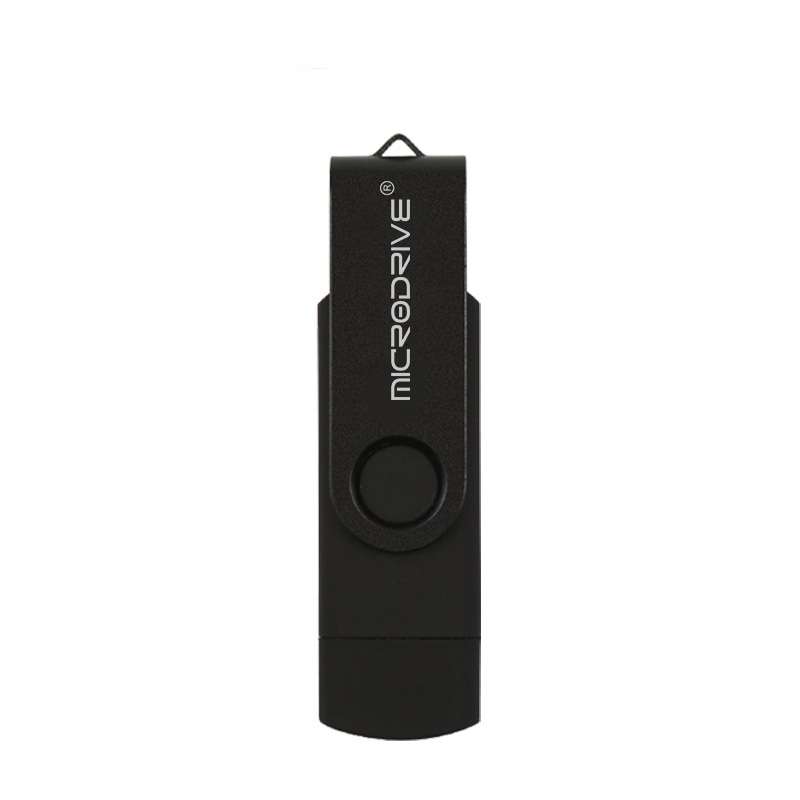 MicroDrive 32GB USB 2.0 Mobile Computer Dual-use Rotating OTG Metal U Disk (Black)