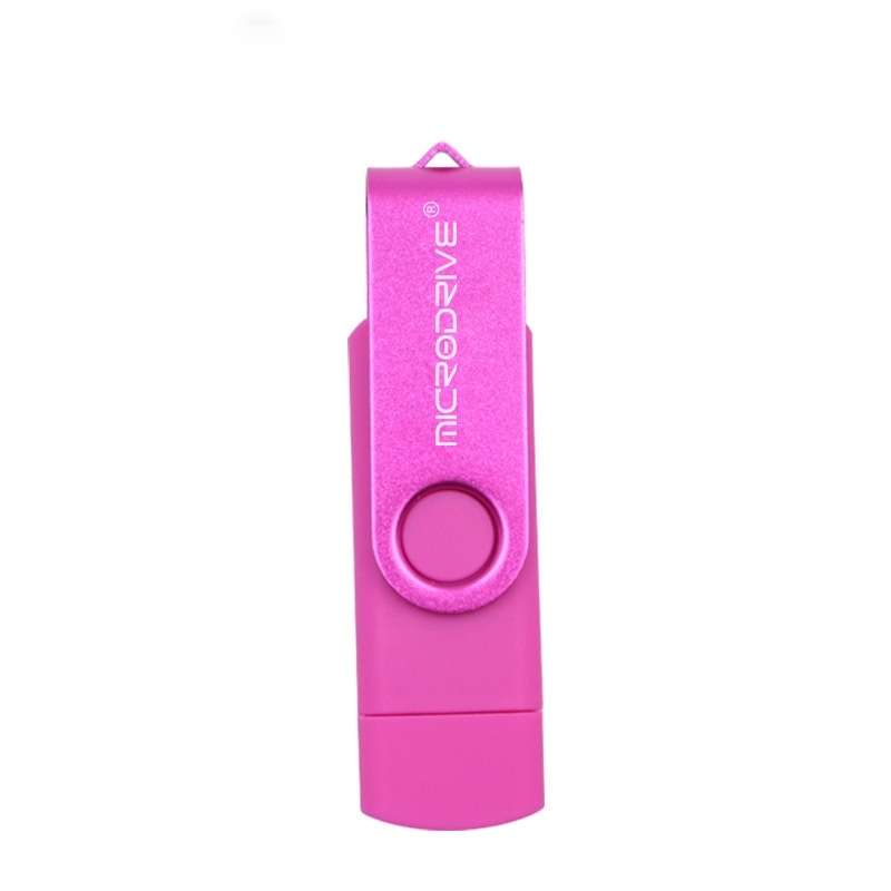 MicroDrive 32GB USB 2.0 Mobile Computer Dual-use Rotating OTG Metal U Disk (Pink)