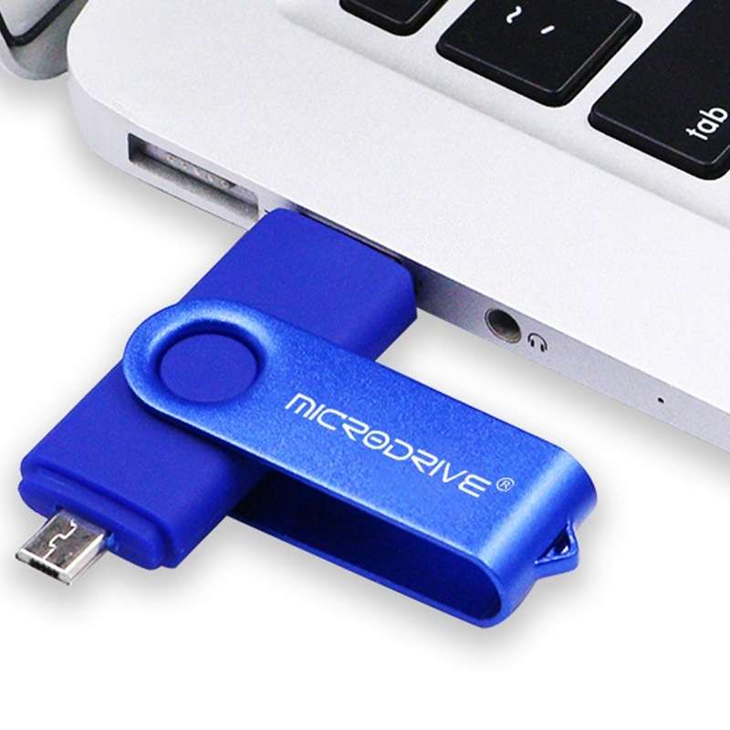 MicroDrive 32GB USB 2.0 Mobile Computer Dual-use Rotating OTG Metal U Disk (Pink)