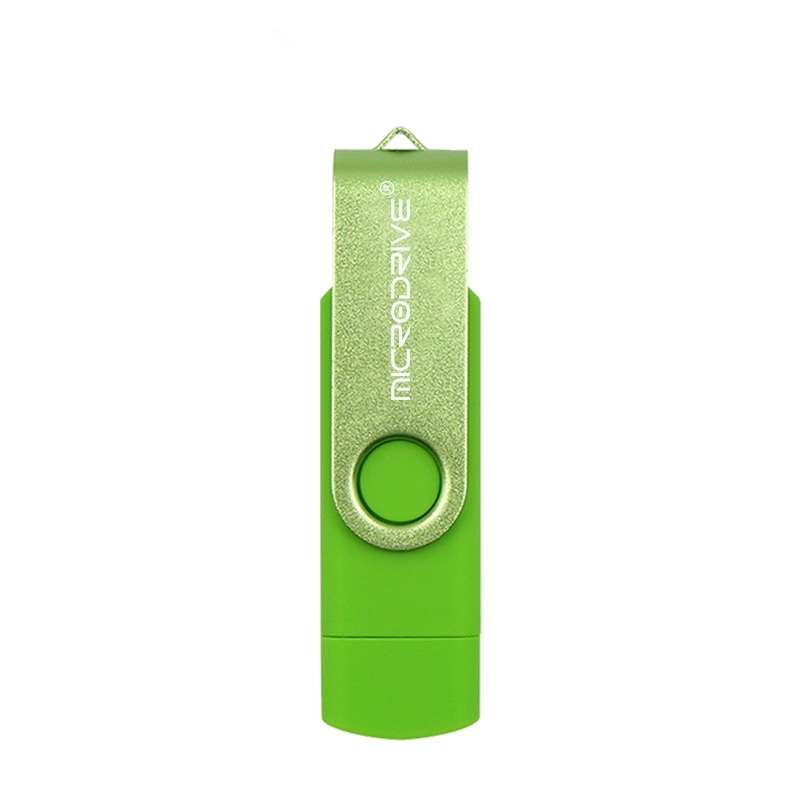 MicroDrive 32GB USB 2.0 Mobile Computer Dual-use Rotating OTG Metal U Disk (Green)