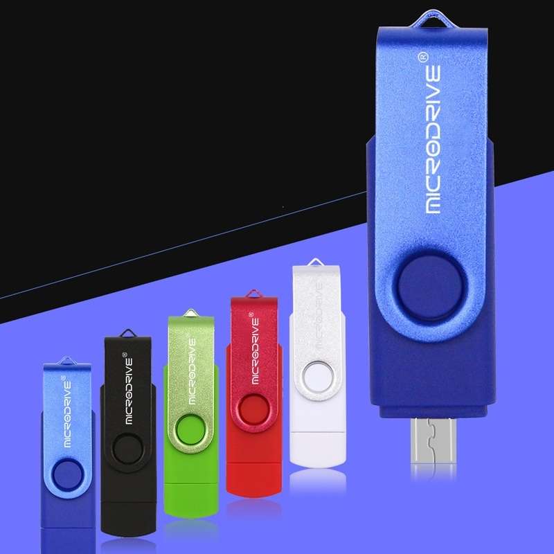 MicroDrive 32GB USB 2.0 Mobile Computer Dual-use Rotating OTG Metal U Disk (Green)