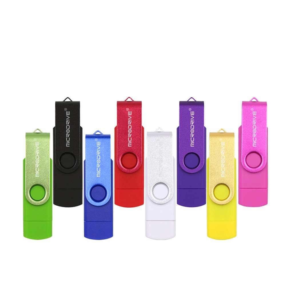 MicroDrive 32GB USB 2.0 Mobile Computer Dual-use Rotating OTG Metal U Disk (Green)