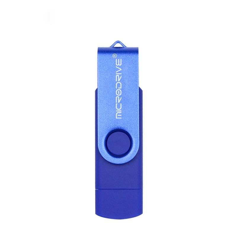 MicroDrive 32GB USB 2.0 Mobile Computer Dual-use Rotating OTG Metal U Disk (Blue)