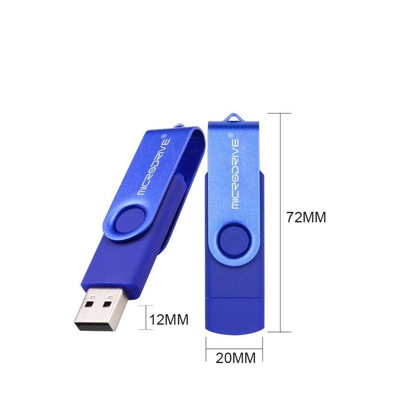 MicroDrive 32GB USB 2.0 Mobile Computer Dual-use Rotating OTG Metal U Disk (Blue)