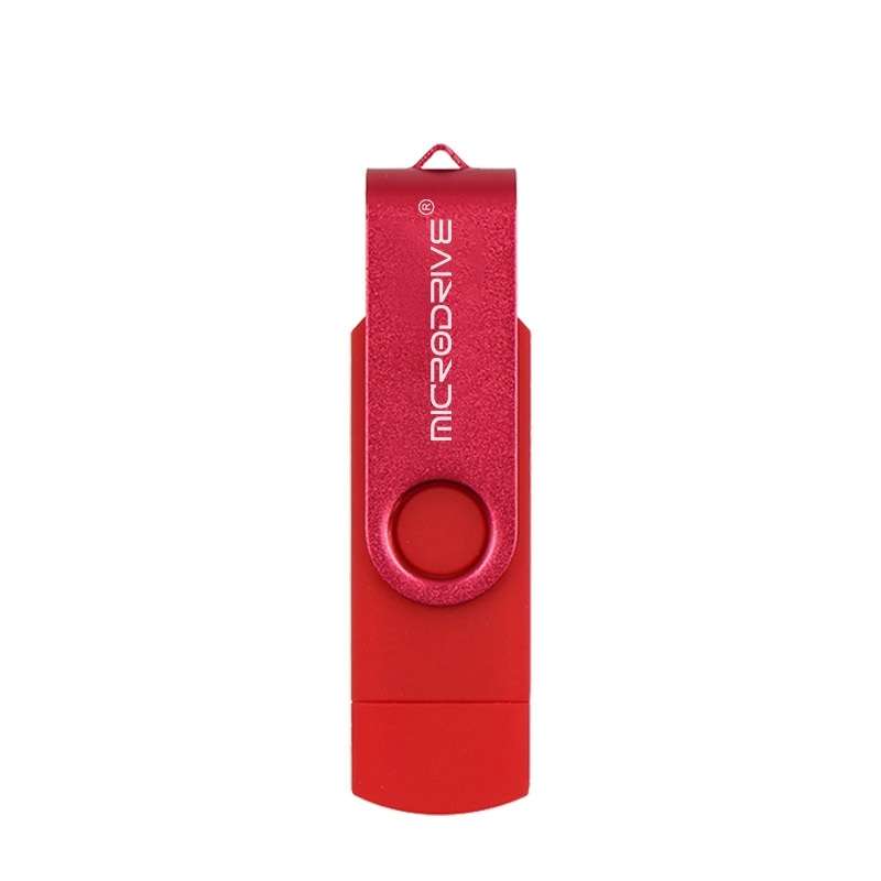 MicroDrive 32GB USB 2.0 Mobile Computer Dual-use Rotating OTG Metal U Disk (Red)