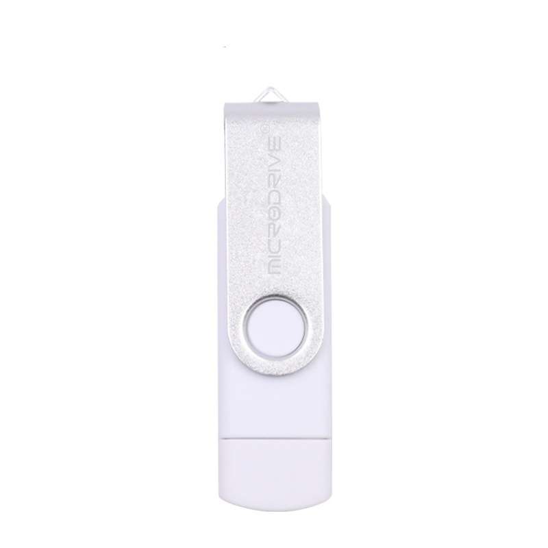 MicroDrive 32GB USB 2.0 Mobile Computer Dual-use Rotating OTG Metal U Disk (White)