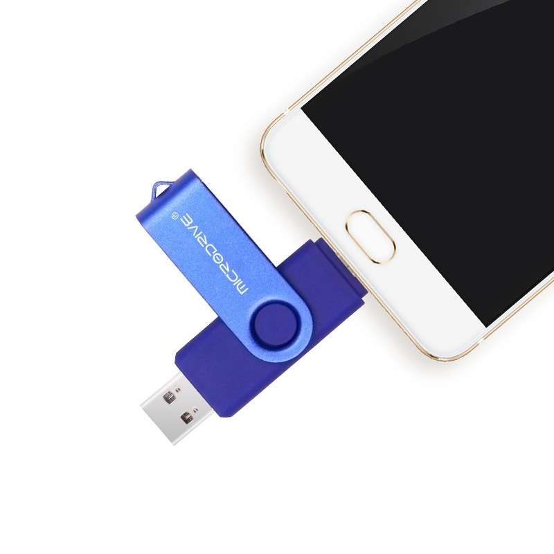 MicroDrive 32GB USB 2.0 Mobile Computer Dual-use Rotating OTG Metal U Disk (Yellow)