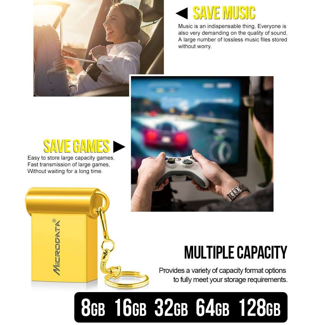 MiCRODATA 64GB USB 2.0 Computer Car Two-use Mini U Disk(Silver Grey)