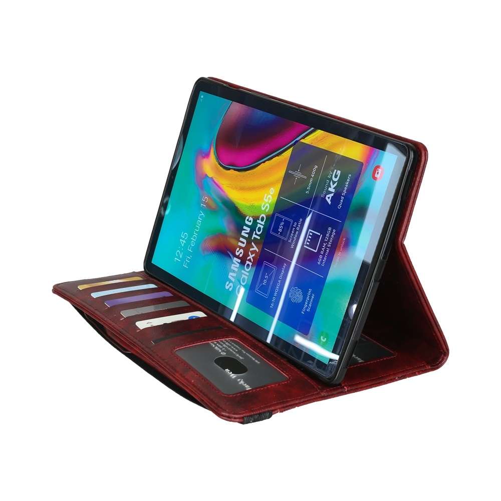 Crazy Horse Texture Horizontal Flip Leather Case for Galaxy Tab S 5E 10.5 / T720 ... (Wine Red)