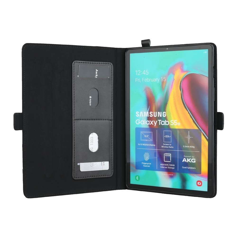 Horizontal Flip Double Bracket Leather Case for Galaxy Tab S 5E 10.5 / T720 / T725, wi ... (Black)