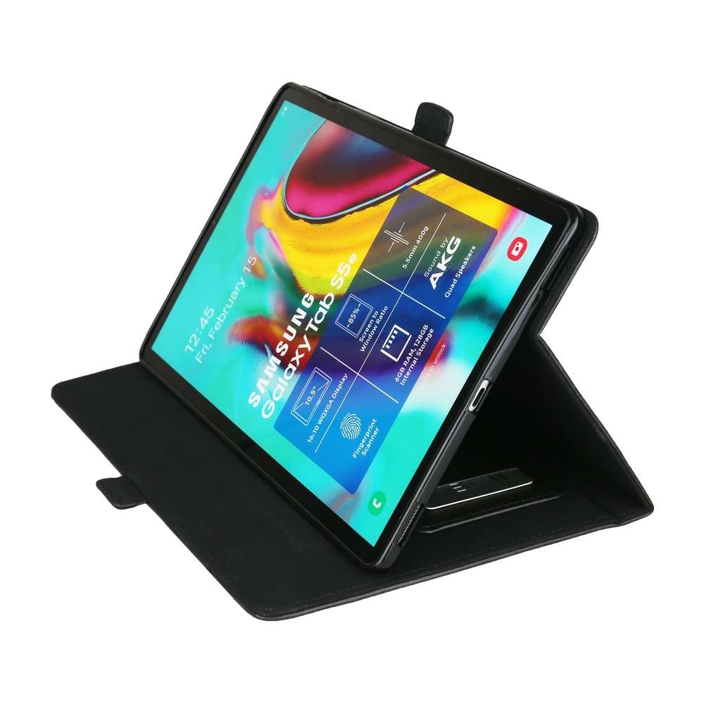 Horizontal Flip Double Bracket Leather Case for Galaxy Tab S 5E 10.5 / T720 / T725, wi ... (Black)