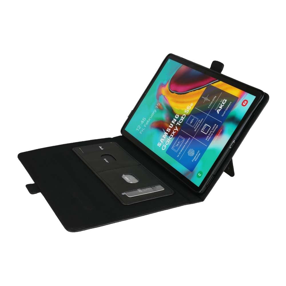 Horizontal Flip Double Bracket Leather Case for Galaxy Tab S 5E 10.5 / T720 / T725, wi ... (Black)