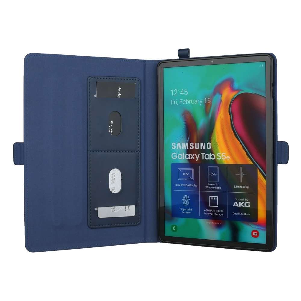 Horizontal Flip Double Bracket Leather Case for Galaxy Tab S 5E 10.5 / T720 / T725, wit ... (Blue)