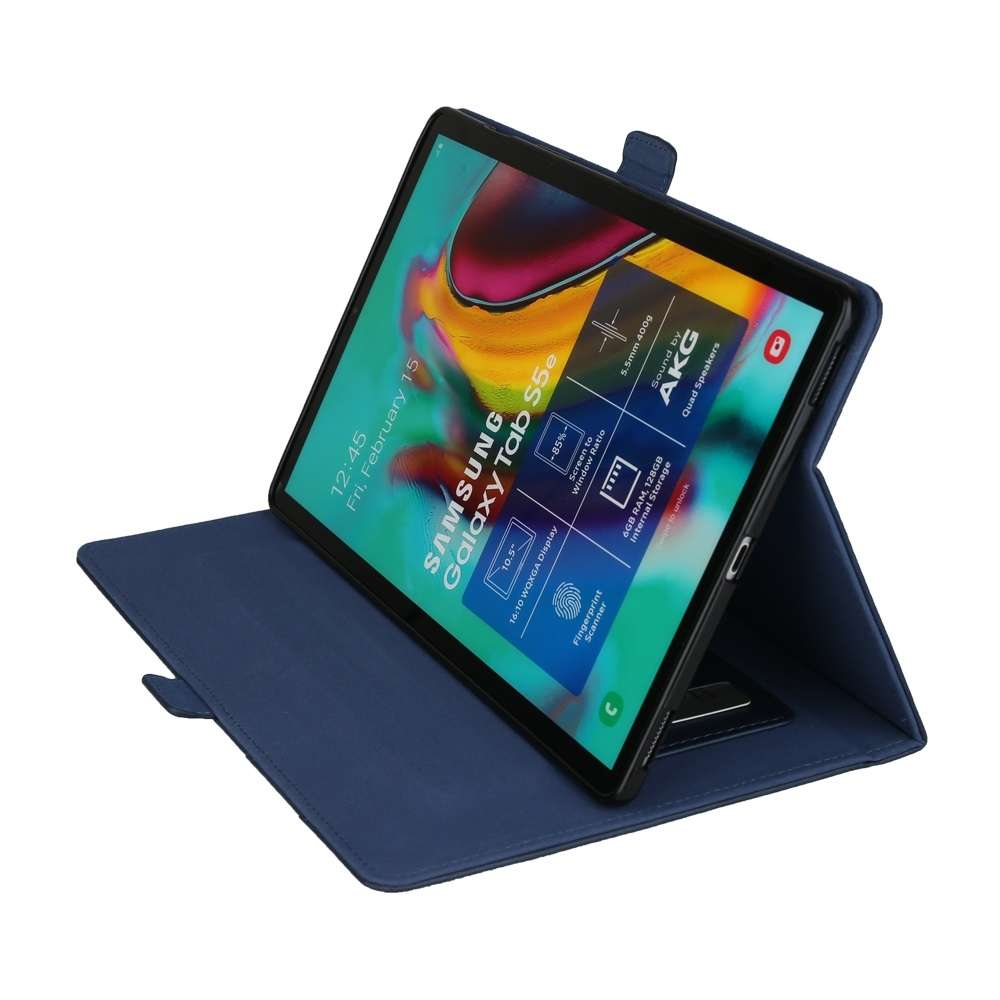 Horizontal Flip Double Bracket Leather Case for Galaxy Tab S 5E 10.5 / T720 / T725, wit ... (Blue)