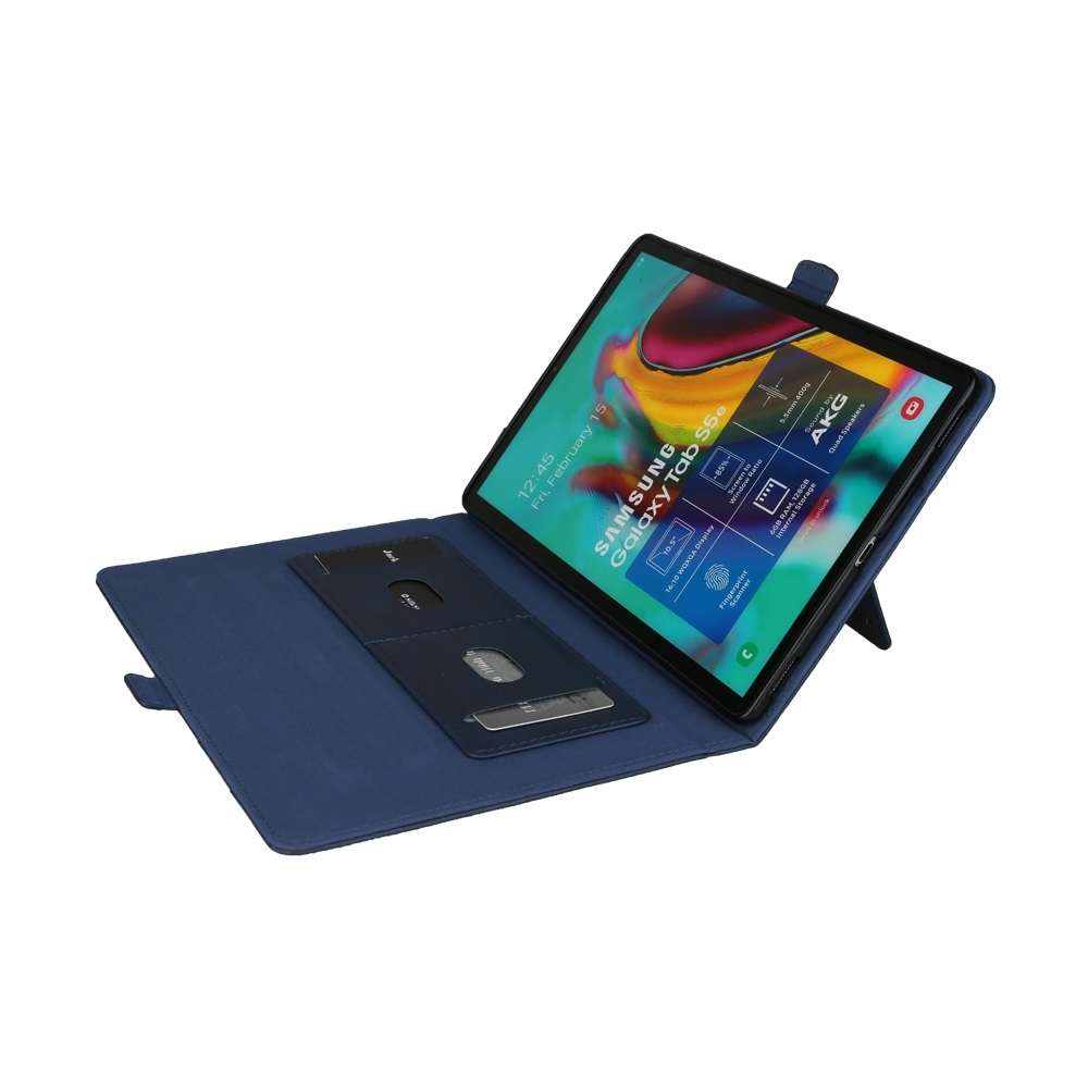Horizontal Flip Double Bracket Leather Case for Galaxy Tab S 5E 10.5 / T720 / T725, wit ... (Blue)