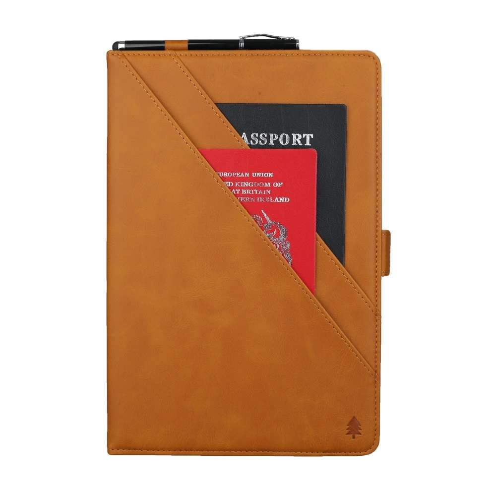 Horizontal Flip Double Bracket Leather Case for Galaxy Tab S 5E 10.5 / T720 / T7 ... (Light Brown)