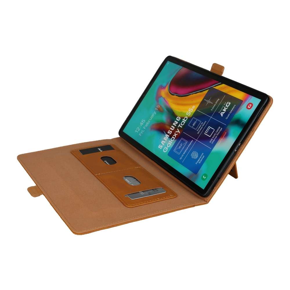 Horizontal Flip Double Bracket Leather Case for Galaxy Tab S 5E 10.5 / T720 / T7 ... (Light Brown)