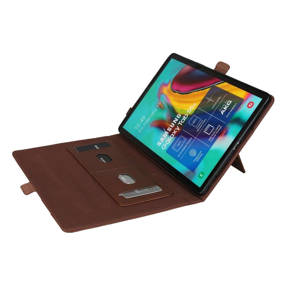 Horizontal Flip Double Bracket Leather Case for Galaxy Tab S 5E 10.5 / T720 / T72 ... (Dark Brown)