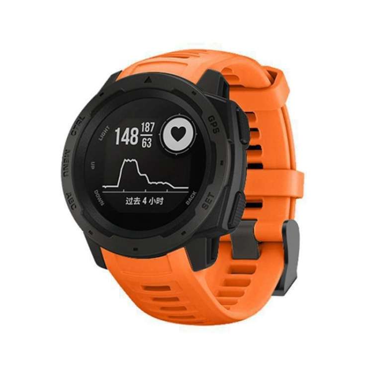 Silicone Replacement Wrist Strap for Garmin Instinct 22mm, Host not Included(Orange)