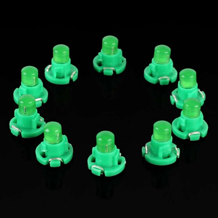 10PCS 2W T4.2 Wedge Instrument Panel LED Light Dashboard Gauge Cluster Indicator Lamp Bulb(Green Lig