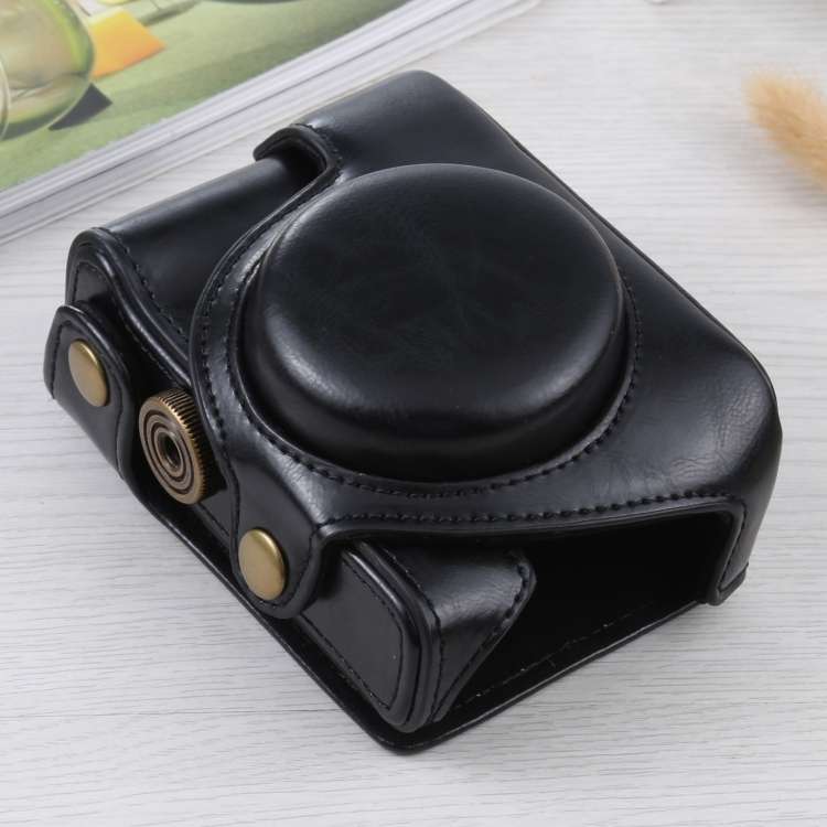 Full Body Camera PU Leather Case Bag for Sony ZV-1(Black)