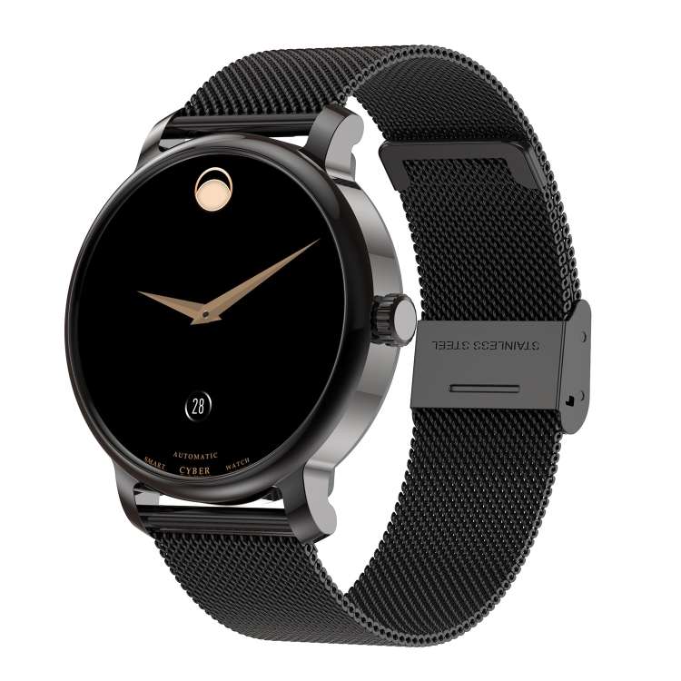 LEMFO LF35 1.43 inch AMOLED Round Screen Steel Strap Smart Watch Supports Blood Oxygen Detection(Bla