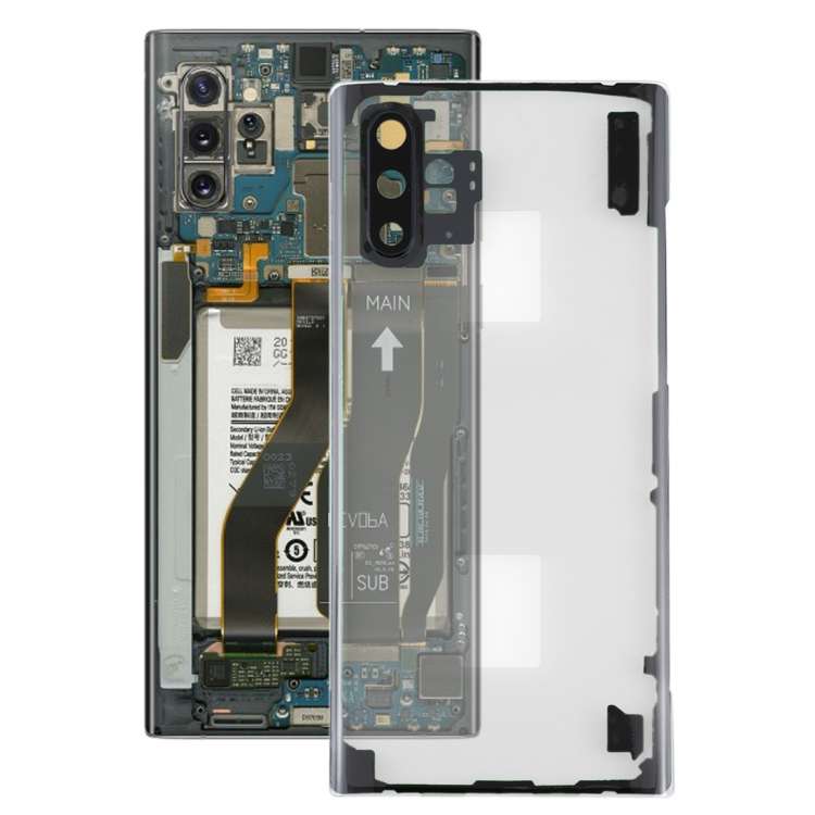 For Samsung Galaxy Note 10+ N975 N9750 Transparent Battery Back Cover with Camera Lens Cover (Transp