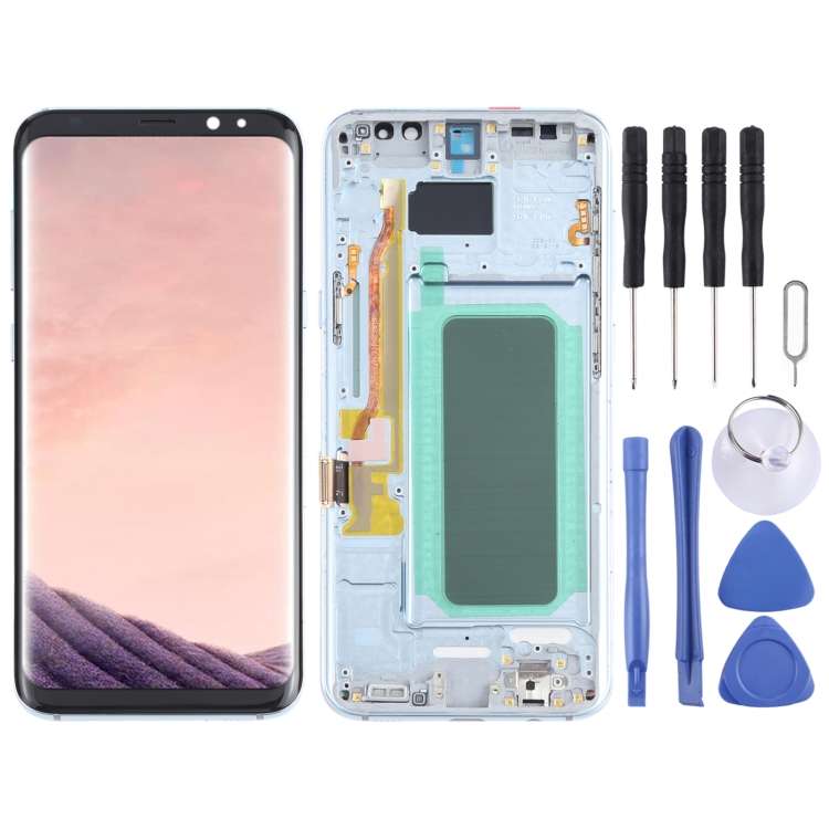 OLED LCD Screen for Samsung Galaxy S8+ SM-G955 With Digitizer Full Assembly with Frame (Blue)