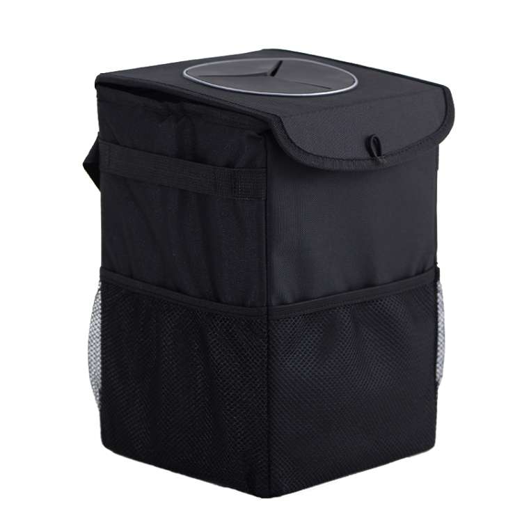 With Cover Car Trash Can Foldable Car Chair Back Trash Can Waterproof Box, Size: 20 x 20 x 30cm(Bla