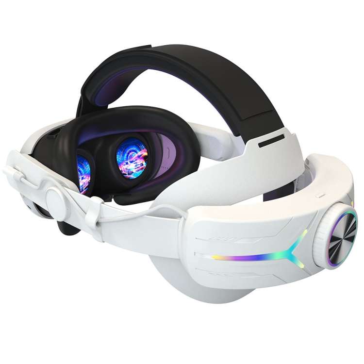 For Meta Quest 3 USB Rechargeable RGB Lighting Effect Adjustable Foldable Headset(White)