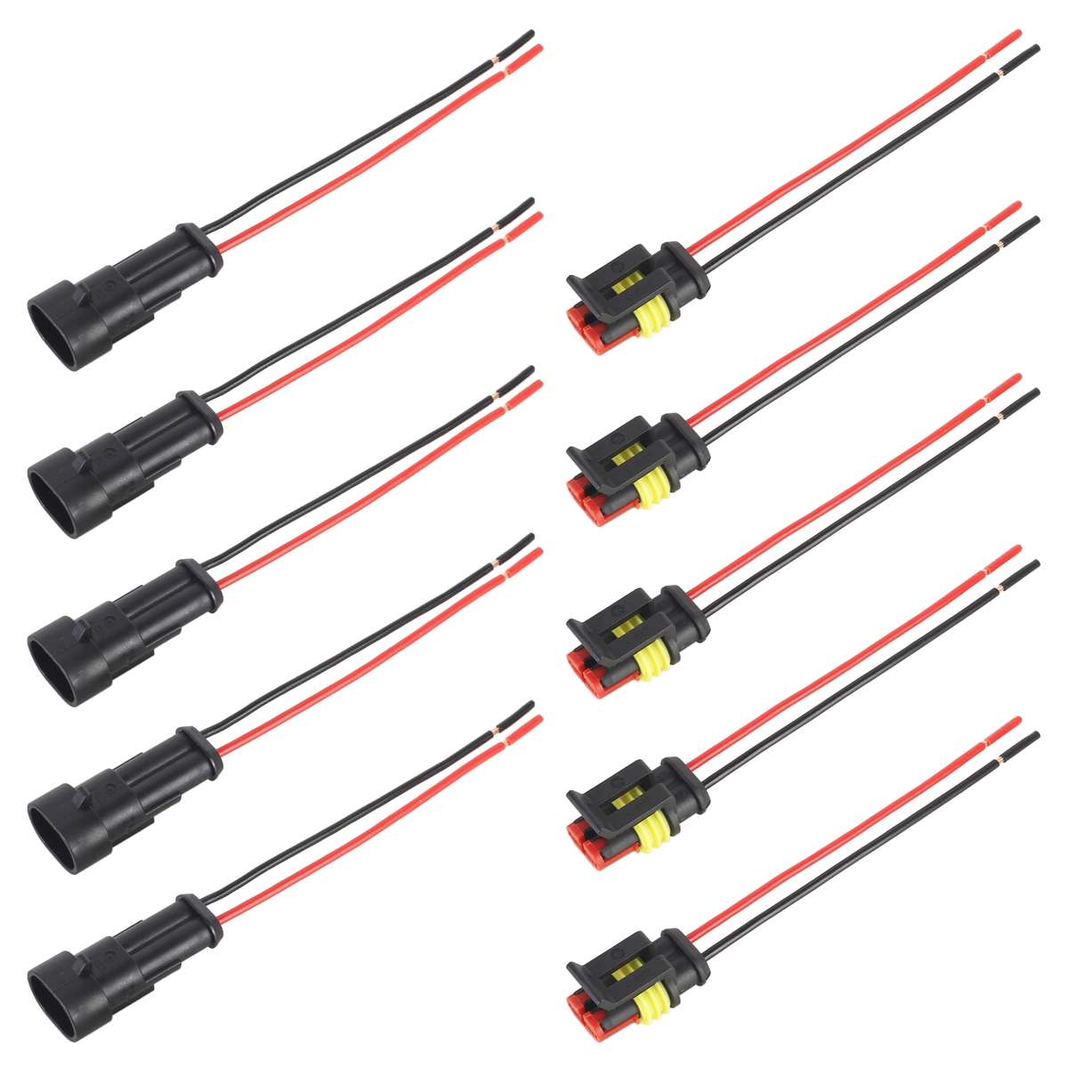 10pcs 2P Car Waterproof Plug Car Connector Plug-In, Length10cm
