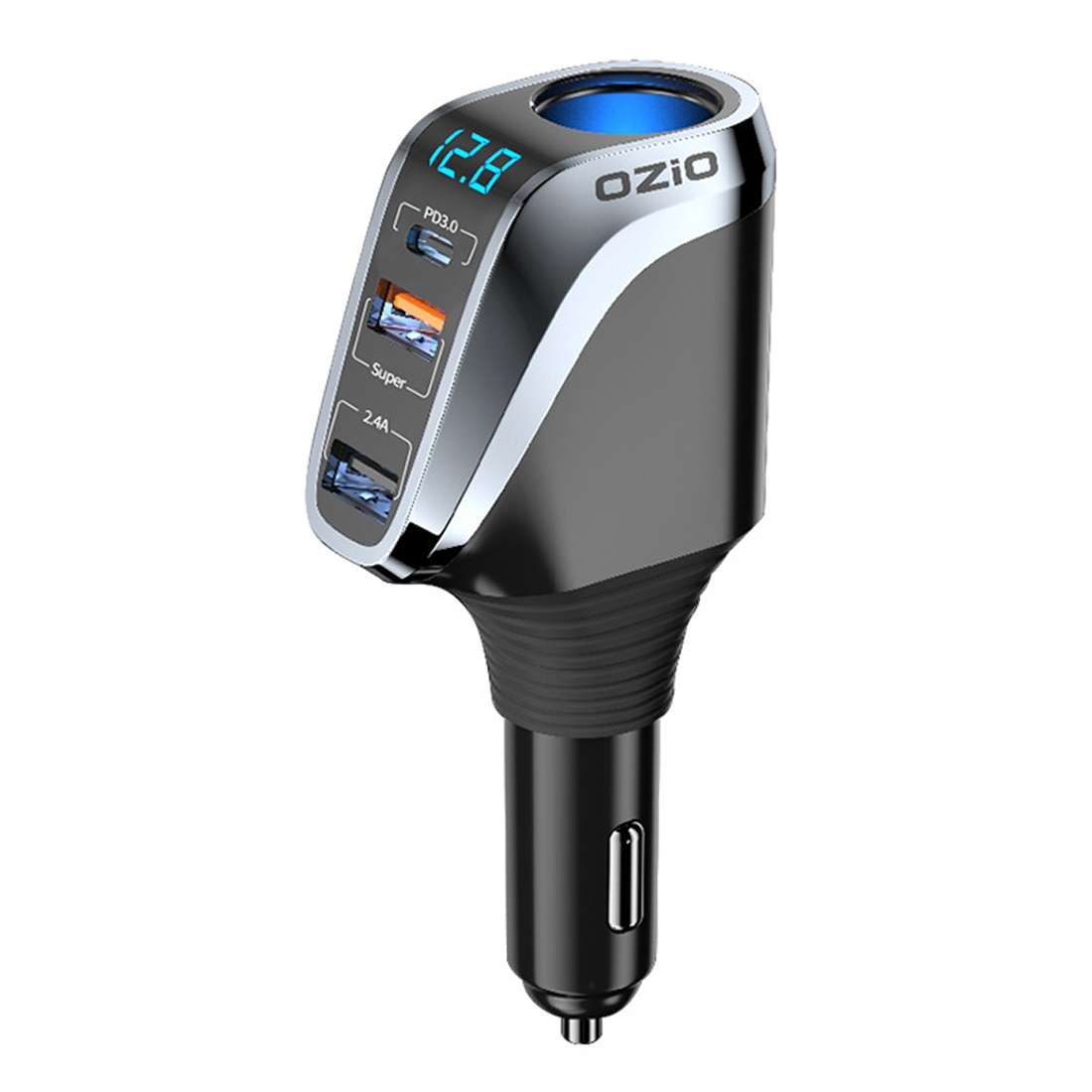Ozio DY48TC 188W Type-C + USB Dual Port Multi-function Car Charger with Cigarette Lighter (Orange)