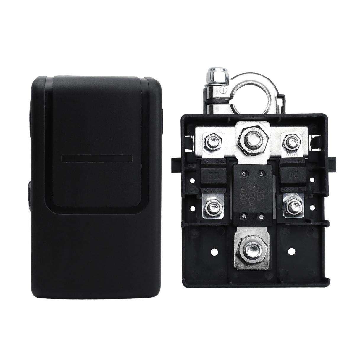Car Battery Distribution Terminal 32V 400A Quick Release Fused Clamps Connector with Cover (Black)