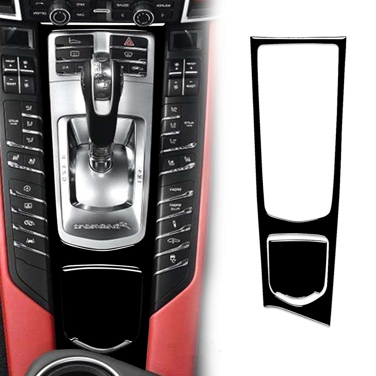 Car Right Drive Central Multimedia Panel Decorative Sticker For Porsche Panamera 2010-2016 (Black)