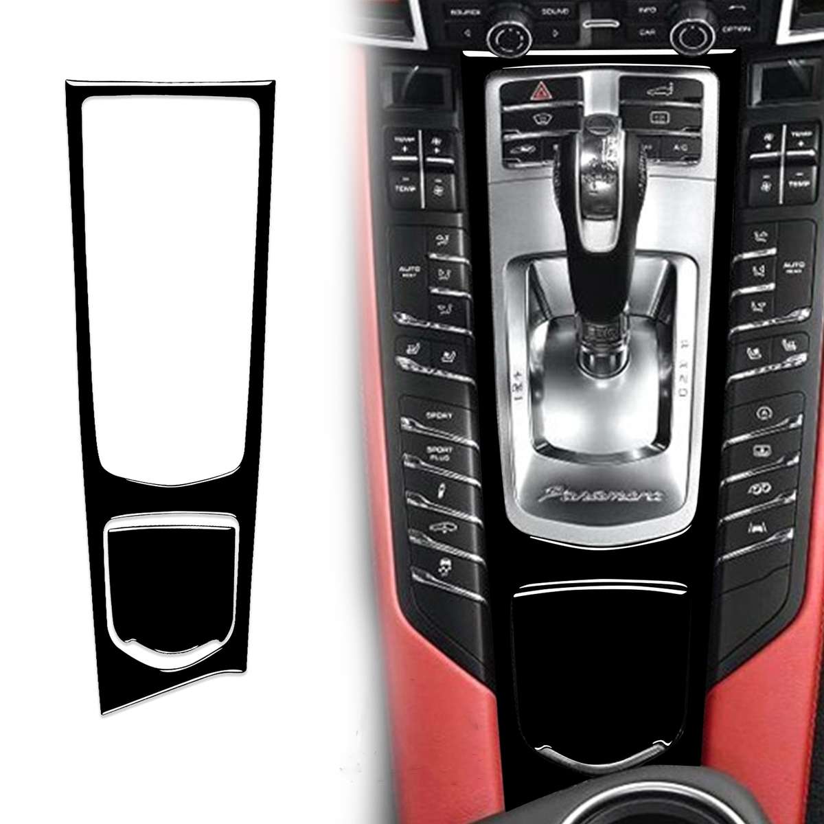 Car Left Drive Central Multimedia Panel Decorative Sticker For Porsche Panamera 2010-2016 (Black)