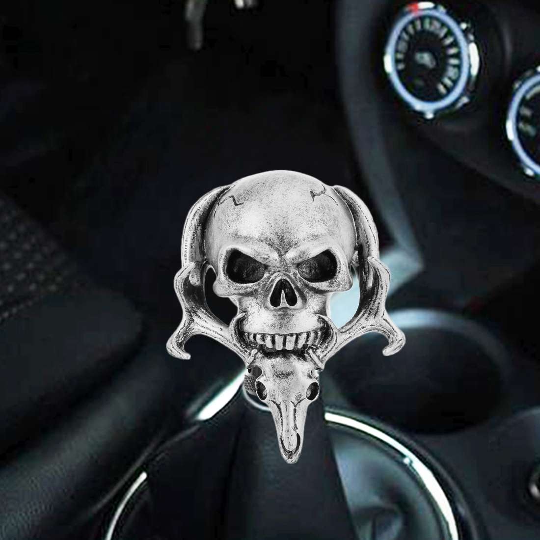 Universal Vehicle Car Creative Skull Double Heads Shaped Shifter Cover Manual Automatic Gear Shift K