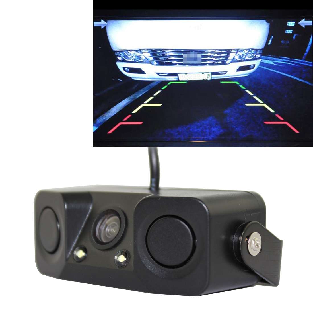 PZ-451 Car Camera LED Lights Parking Sensor 3 in 1 Night Vision Camera Monitor with Buzzer,DC 12V,